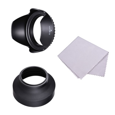 67mm Lens Hood Set with Tulip Flower Lens Hood + Collapsible Rubber Lens Hood + Lens Cleaning Cloth Replacement for Canon EOS 7D 70D 77D 80D 90D Rebel T7i T6i T6s for Canon EF-S 18-135mm f/3.5-5.6 Len