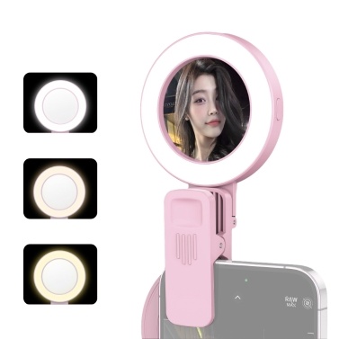 Portable Selfie Fill Light Clip-on Selfie Ring Light for Phone with Selfie Mirror