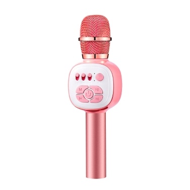 Wireless Karaoke Microphone Condenser Portable Monitoring Mic for Kids with LED Light Effects