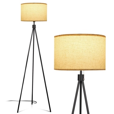 Metal Tripod Floor Lamp with E26 7W LED Bulb Standing Lamp Tall Lights for Living Room Bedroom Office Study