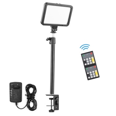 22W Video Light Kit Photography Fill Light with C-Clamp Stand 216PCS Lamp Beads Bi-Color Temperature 3200-5500K Dimmable Brightness Ball Head Remote Control for Gaming Video Recording Video Conference
