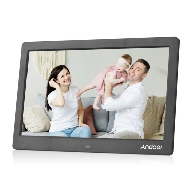Andoer 10 Inch Wide LCD Screen Digital Photo Frame 1024 * 600 High Resolution Electronic Photo Frame with MP3 MP4 Video Player Clock Calendar Function 2.4G Remote Control
