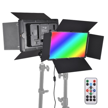 50W Bi-color RGB Photography Light LED Light Panel with Metal Barndoors Remote Controller