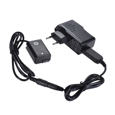 Andoer NP-FW50 Dummy Battery + 5V 3A USB Power Adapter Cable with Power Plug Replacement for AC-PW20