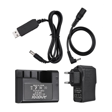 Andoer ACK-E10 5V USB Dummy Battery DC Coupler (Replacement for LP-E10) with Power Adapter