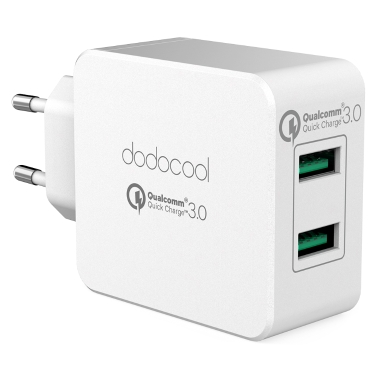 dodocool 36W Quick Charge 3.0 2-Port-USB-Ladegerät Power Adapter mit faltbarem US-Stecker Weiß