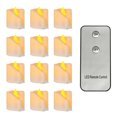 12Pcs Simulation Melting Tea Wax Candle Lamps Remote Control Christmas Party Decoration Electronic Candle Light