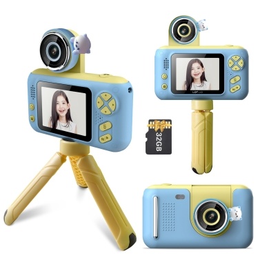 1080P Kids Digital Camera Mini Video Camera 40MP 2.4 Inch IPS Screen 180° Rotatable Lens