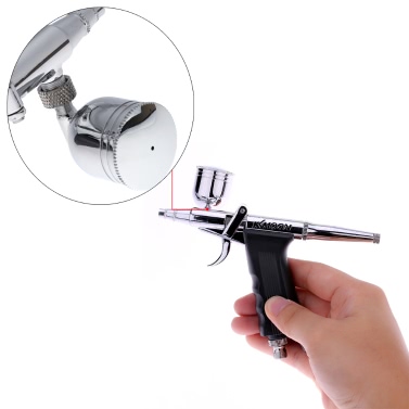 KKmoon Professional Double Action Pistol Trigger Airbrush Set with Hose 3 Tips 2 Cups for Art Painting Tattoo Manicure Spray Model Air Brush Nail Tool