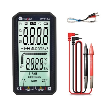 TOOLTOP ET8134 Portable 4.7 Inch LCD Screen Multimeter Direct Current Voltage Current AC Voltage Current Measurement Capacitance Resistance Measuring Multifunction Multimeter Backlight Function
