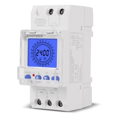 Digital LCD Display 24 Hours Electronic Time Clock 85-265V Din Rail Hours Programmable Intelligent Analog Timer Switch with 15 Mins Interval