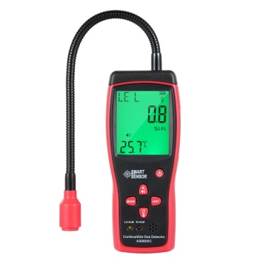 SMART SENSOR Handheld Combustible Gases Leak Detector Natural Gases Leakage Tester Portable Combustible Gases Concentration Analyzer Meter with Temperature Test and Sound Light Alarm Function
