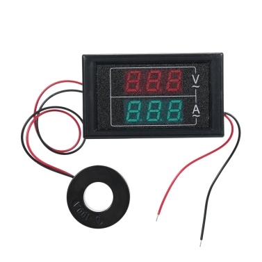 Volt Amp Meter AC 60-500V 100A Digital Multimeter with Current Transformer 2 in 1 Mini Ammeter Voltmeter Gauge with Dual LED Display Universal Car Accessories