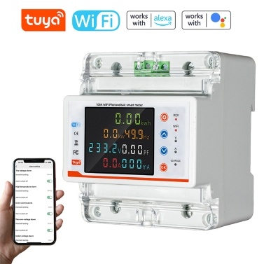 Tuya WiFi Intelligent Circuit Breaker Bidirectional Metering Power Meter Reclosure Switch with Multiple Protections Timing Schedule APP Control Functions Compatible with Alexa and Google Assistant for