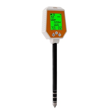 6-in-1 Soil Tester pH/EC/Moisture/Light/Air Humidity/Temp High Accuracy Conductivity Digital Hygrometer pH Meter Removable Panel for Gardening Farming