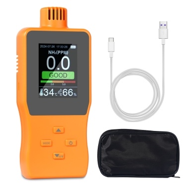 Handheld Ammonia Gas Detector 0~100 PPM Digital NH³ Gas Tester with LCD Display Temperature(℉/℃) Humidity Ammonia Gas Monitor for Poultry Farm
