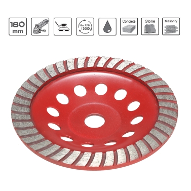 180mm 7" Diamond Segment Grinding Wheel Disc Bowl Shape Grinder Cup 22mm Inner Hole for Concrete Granite Masonry Stone Ceramics Terrazzo Marble Building Industry