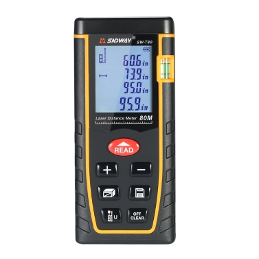 60m Mini Handheld LCD Digital Laser Distance Meter Range Finder Distance Area Volume Measurement 30 Groups Data Storage