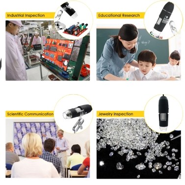 USB Digital Zoom Microscope Magnifier with OTG Function 8-LED Light Magnifying Glass 1000X Magnification with Stand