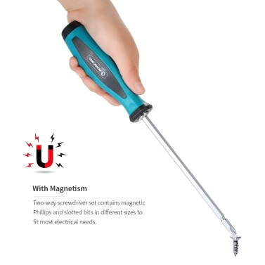 PENGGONG 5PCS Two-Way Slotted Phillips Reversible Screwdriver Set Magnetic Screw Driver Home Repair Tool Kit Adjustable Double Screw Head