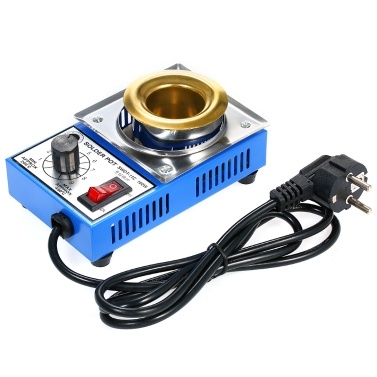 100W 220V 38mm 250g Mini Lead Free Soldering Pot Titanium Coating Stainless Steel Solder Pot Compact Temperature Adjustable Solder Bath for Welding and Soldering