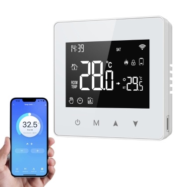 Tuya WiFi Intelligent Constant Temperature Controller LED Display Adjustable Temperature Controller Compact Size Water Gas Boiler Temperature Controller Compatible with Amazon Alexa and Google Home