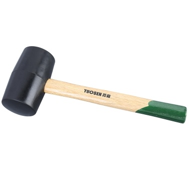 61500 Black Rubber Mallet Dual Face Tile Hammer with Wooden Handle