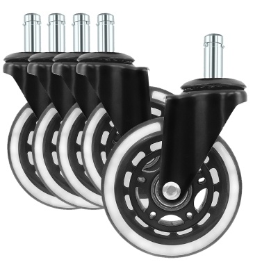 3-inch Circlip Black Transparent Wheel Polyurethane PU Silent Caster 5PCS Office Chair Wheel 360° Caster Wheel Replacement Rollers