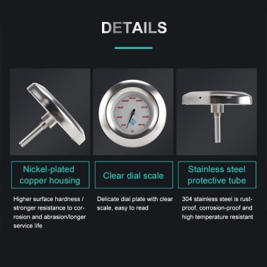 KKmoon Stainless Steel Thermometer Bi-Metal Thermometer Dial Thermometer 50~450℃ for Grill Barbecue Smoker Oven