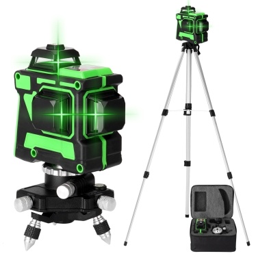 Multifunctional 3D 12 Lines Self-leveling Laser Level  with 1.5M 3 Heights Adjustable Alloy Extension Bar Tripod Stand and Carrying Bag