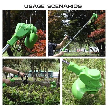 Electric Lawn Mower Rechargeable Li-ion Battery Cordless Grass Trimmer Auto Release Household Portable Garden Home Trimming Machine for Gardening Green