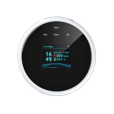 Wifi Gas Leak Detector Fire Alarm Wall Mounted Design APP Control Smart Wi-Fi Natura Gas/ LPG Tester with LCD Display (USB Type)