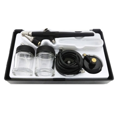 Mini Single Action Air Brush Kit Siphon Feed 0.8mm Paint Spray Gun Air Brush Kit with Hose 2cc Fluid Cups Spray Tool for Body Painting Makeup Art Model Tattoo Manicure Nail Beauty Cake Decorating