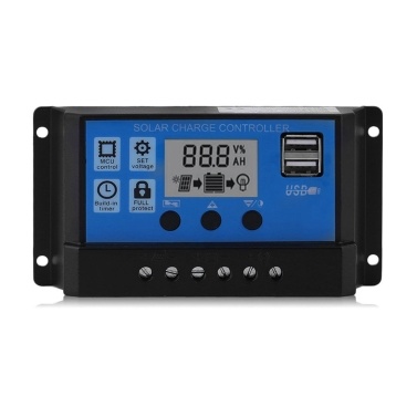 100A Solar Panel Controller Solar Recharger Controller LCD Display Screen Street Lamp System Recharge Controller PWM Recharge Management Dual USB Output Controller