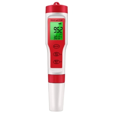PEZ9908 Portable Handheld Water Quality Tester 4 In 1 PH Total Dissolved Solids EC Temperature Detector Multi-functional Test Pen Backlight Screen ℃/℉ Unit Conversion