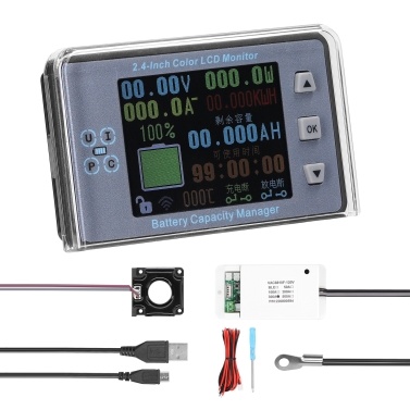 2.4 Inch Wireless Voltage Meter Ammeter Voltmeter Coulometer Battery Power Detector Battery Capacity Tester Real-time Battery Monitor