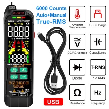 Digital Multimeter Professional Tester Meter Alternating Current Direct Current Voltage Multimetro True RMS Capacitance Temp Detector Multitester