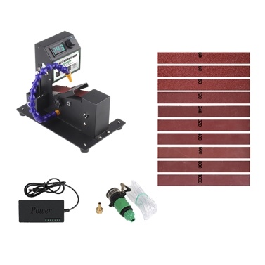 200W Mini Belt Sander Electric Sanding Polishing Grinding Machine Dry & Wet Grinding Sander Grinder Small Sand-belt Machine Stepless Speed Regulation with 10 Sanding Belts for Polishing Wood Acrylic M