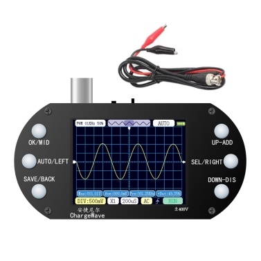 Handheld Oscilloscope 320*240 Resolution 2.4inch TFT Display 2.5MHz Sample Rate 500KHz Bandwidth Oscillometer