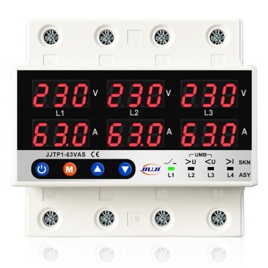 Three Phase Voltage and Current Protector Synchronous and Asynchronous Working Modes Design with Automatic Power Off and Automatic Reset Function 63A