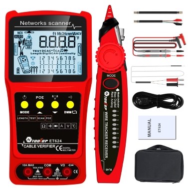 Portable 2in1 Network Cable Finder Multifunctional Cable Tester Multimeter with LCD Display ET624