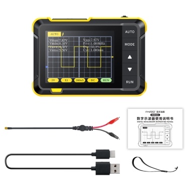 FNIRSI Handheld Digital Oscilloscope Portable 400V Voltage Measurement 200KHz Bandwidth 2.5MS/s Real-time Sampling Rate 2.8inch Screen Multifunctional Oscilloscope Instrument (Standard Configuration)