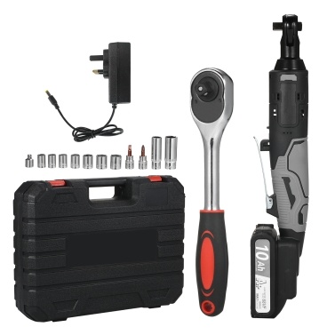 Cordless Electric Ratchet Wrench Set 3/8'' 320 RPM 21V Battery Powered Ratcheting Wrench Tool Kit 2000mAh Lithium-Ion Batteries and Fast Charge Variable Speed Trigger