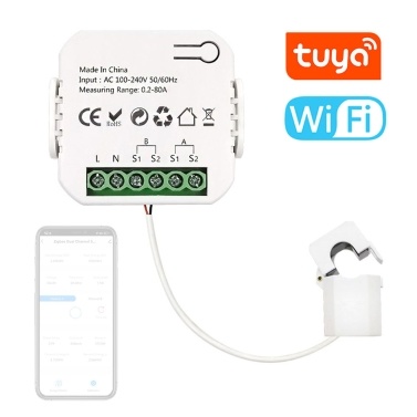 Tuya Wifi Intelligent Energy Meter Solar PV System Power Production Consumption Bidirectional Monitoring Meter Mobilephone APP Control Power Monitor with CT