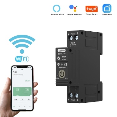 TUYA ZigBee Intelligent Circuit Breaker Remote Control Voice Control Switch Home Wireless Mobilephone APP Connect Circuit Breaker Compatible with  Assistant ans Amazon Alexa