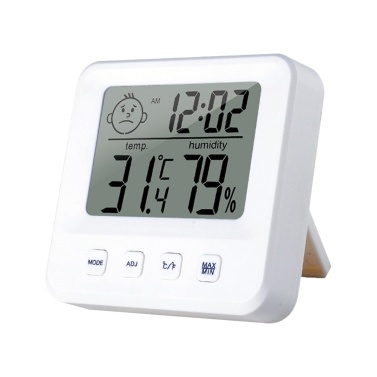 Digital Indoor Thermometer Hygrometer Home Accurate LCD Temperature Humidity Gauge Monitor with Time Display Comfort Indicator Support Alarm Clock Function and ℃/℉ Switching for Home Office Baby Room 