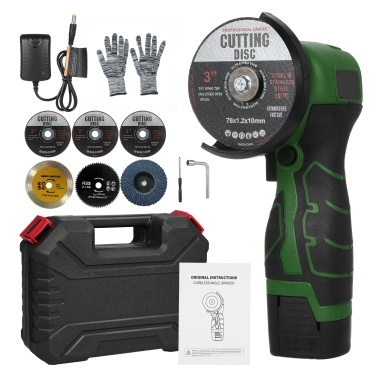Cordless Angle Grinder 7000RPM Electric Grinding Tool Mini Grinder with 1Pcs 16.8V 2000mAh Battery and Cutting Blade for Cutting Polished Brick Wood Stone Steel