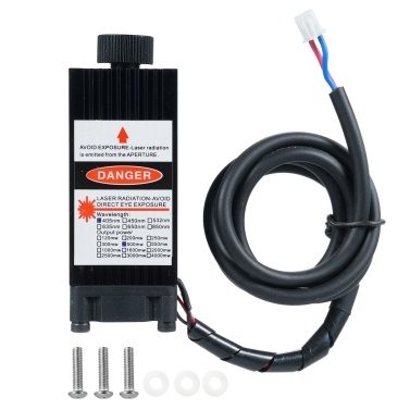 Laser Engraving Module 2 Pin Interface Focusable Engraving 450nm 500mw Module Head 12V Blue Violet Light Adjustable Focus for Desktop Engraver Machine DIY Wood Paper Leather