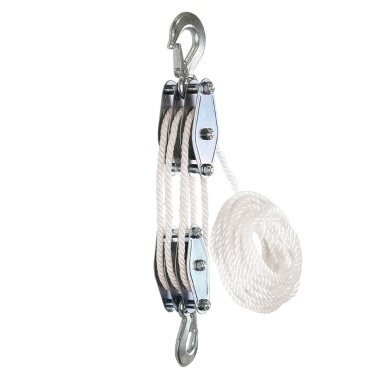 270° Rotatable Rope Pulley Block Zinc Alloy Hook Handheld Crane Heavy Duty Polyethylene Rope Pulley Hoist Manual Lifting Device for Effortless Lifting Air Conditioner Installations