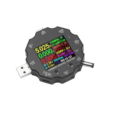 USB3.0/DC/Type-C USB Tester Detector Meter Multimeter with 2-Way Current Measurement 1.8 Inch Color Screen for Testing Voltage Current Capacity Power Temperature